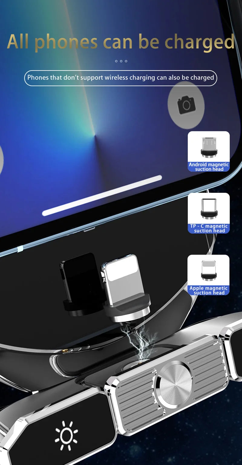 Car Magnetic Cell Phone Holder wireless charger Mobile Phone Stand in Car GPS Support 360° Rotatable Mount For iPhone 14 Xiaomi