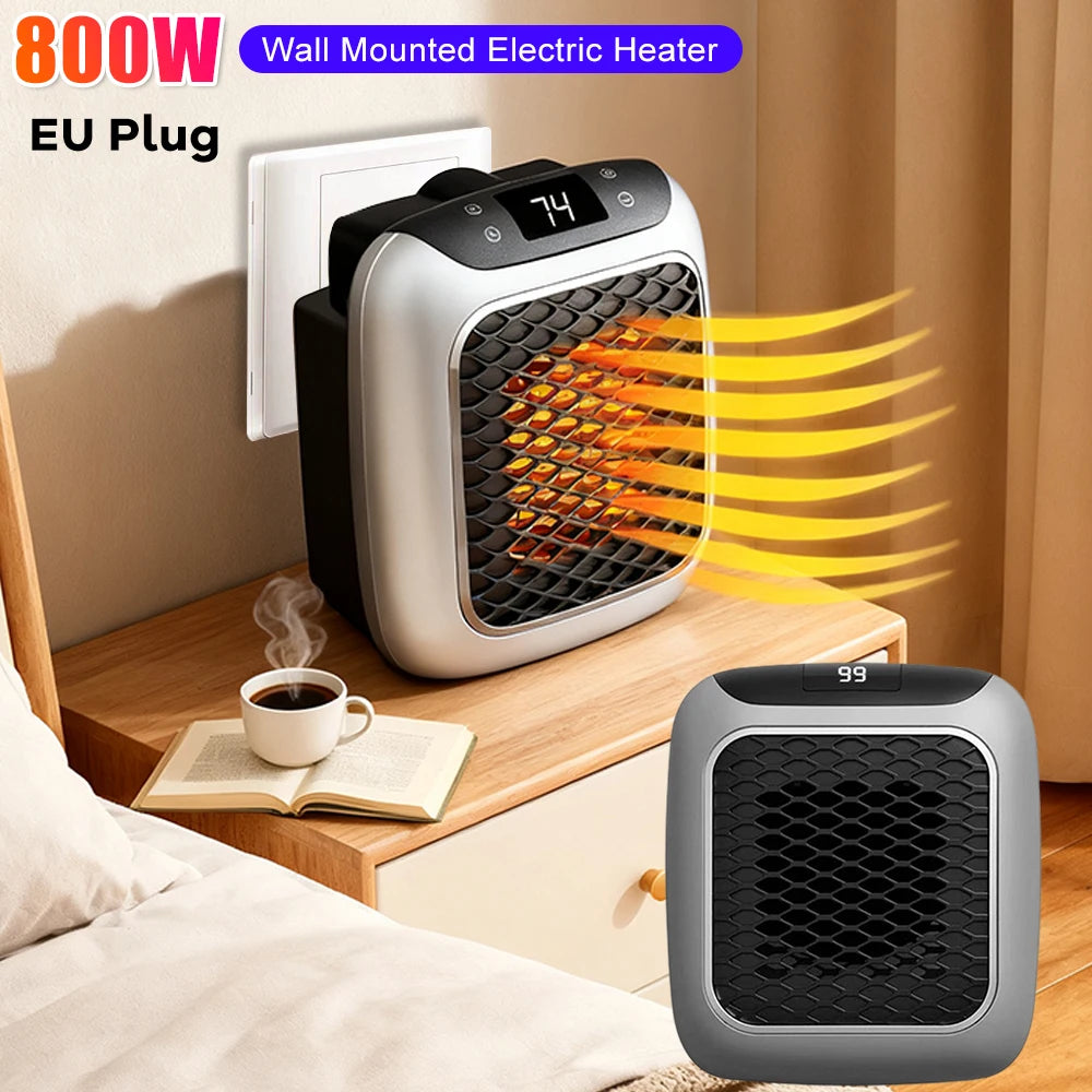 Portable Electric Heater with Adjustable Thermostat 800W Fast Heating Fans for Home Bathroom Office Wall Mounted Electric Heater