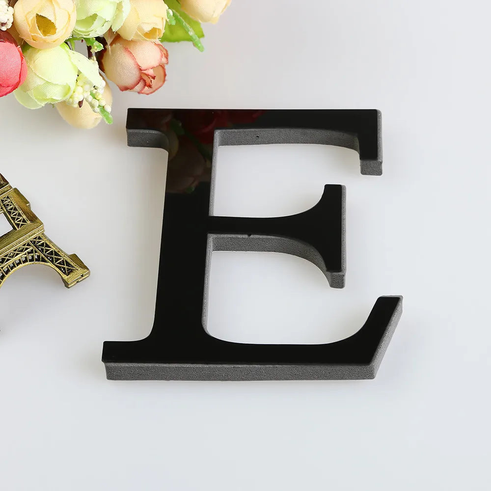 26 Letters Wall Sticker 3D DIY Mirror Acrylic Decals Home Decor Wall Art Mural for party wedding Christmas Retro Wall Art