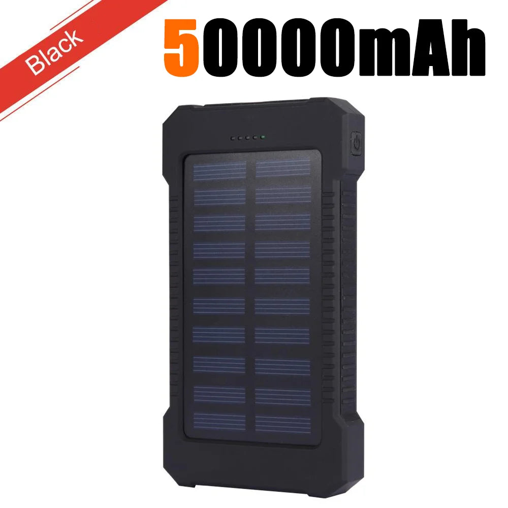 For Phone Camping Powerbanks Dual USB Travel Power Bank 500000mAh Waterproof Outdoor Solar Portable Solar Phone Charger Solar