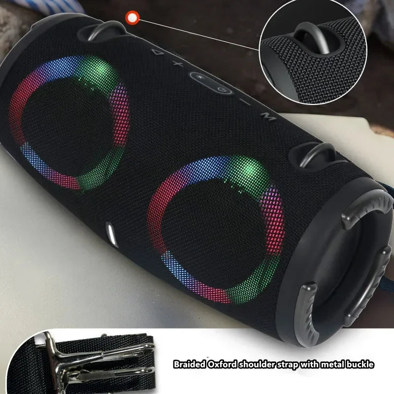 30W high power bluetooth speaker portable RGB colorful light waterproof wireless subwoofer 360 stereo surround TWS FM boombox