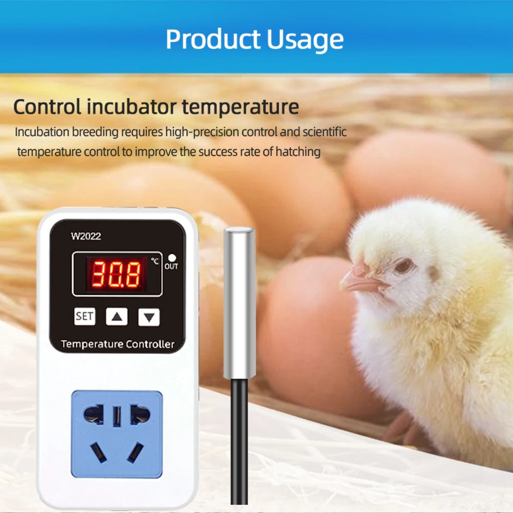 W2022 Temperature Controller AC110/220V LED Display Digital  Thermostat 1500W Smart Microcomputer Precise Temperature Control