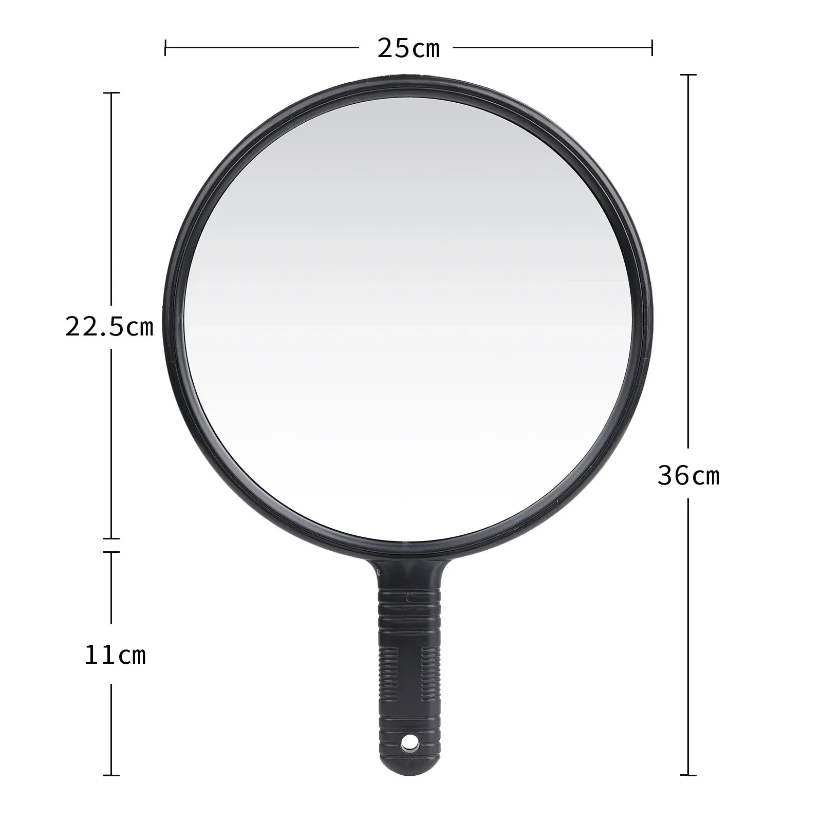 Large-sized Handheld Mirror for Beauty and Hair Care, Round Handle, Makeup and Rearview Mirror