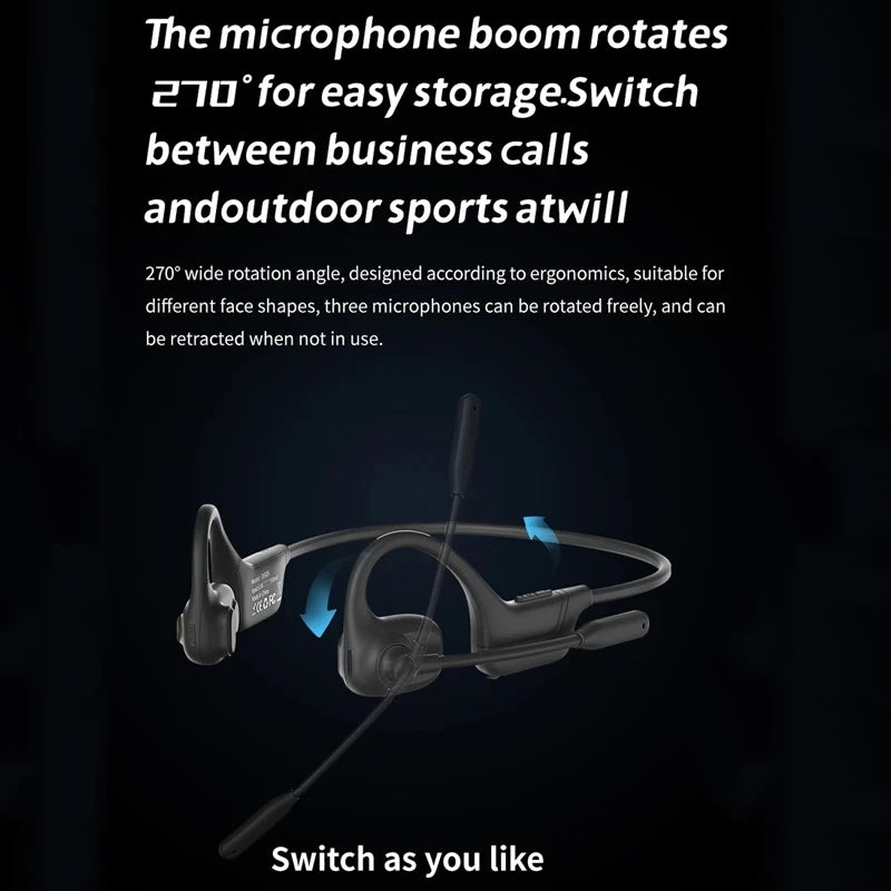 Comfortable Wearing Open-Air Conduction Bluetooth Headset Noise Reduction Mic HD Call for Driving Phone Office Use