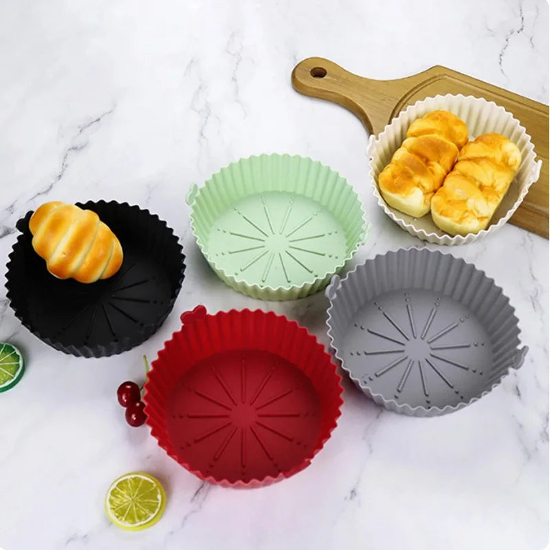 Air Fryer Baking Tray Reusable silicone baking basket Grill Pan food-grade safe non-stick fryers ovens microwave oven