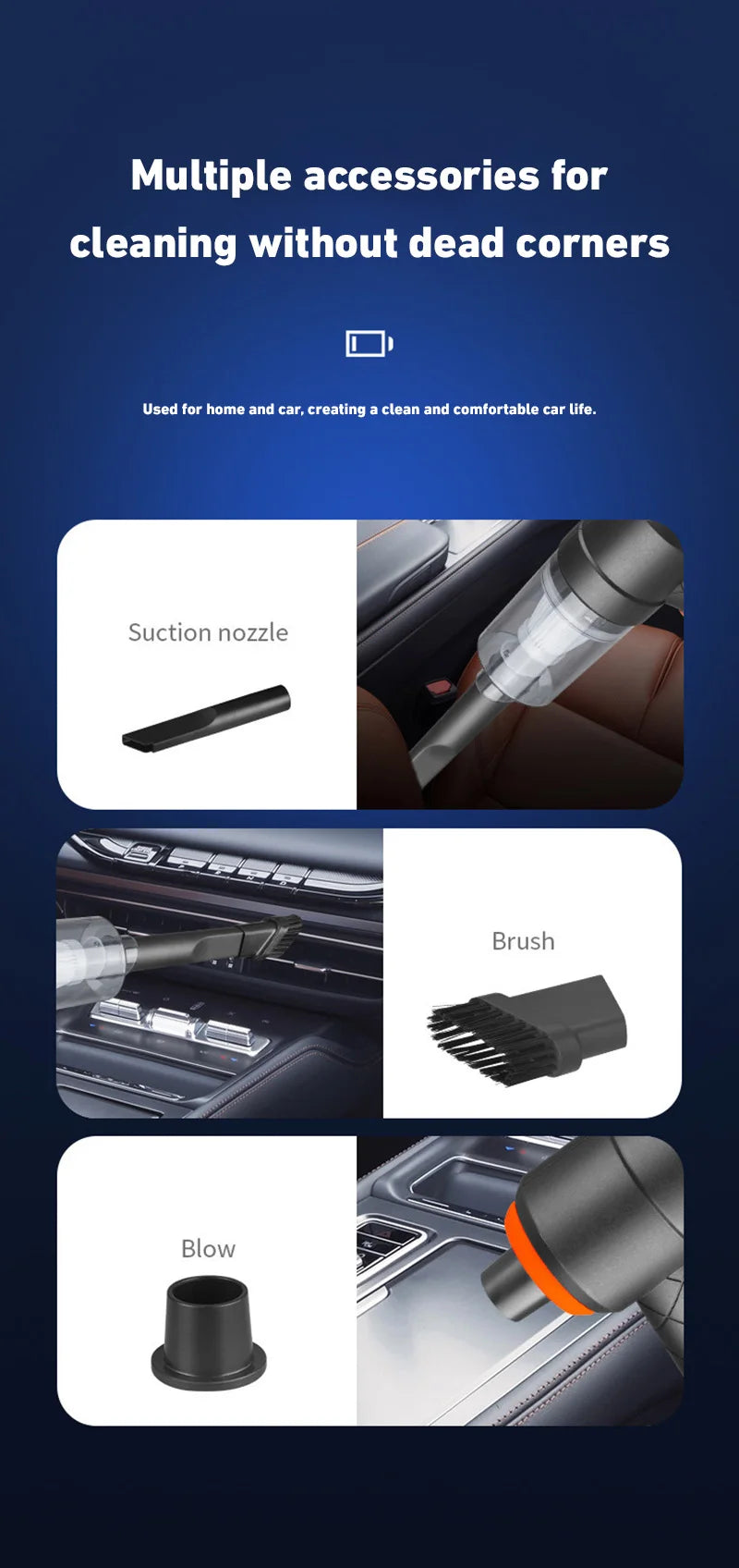 2026 Handheld Vacuum Cleaner Wireless 120W Cordless Dust Handheld Car Vacuum Cleaner Auto Vacuum High-Power For Home Office Car