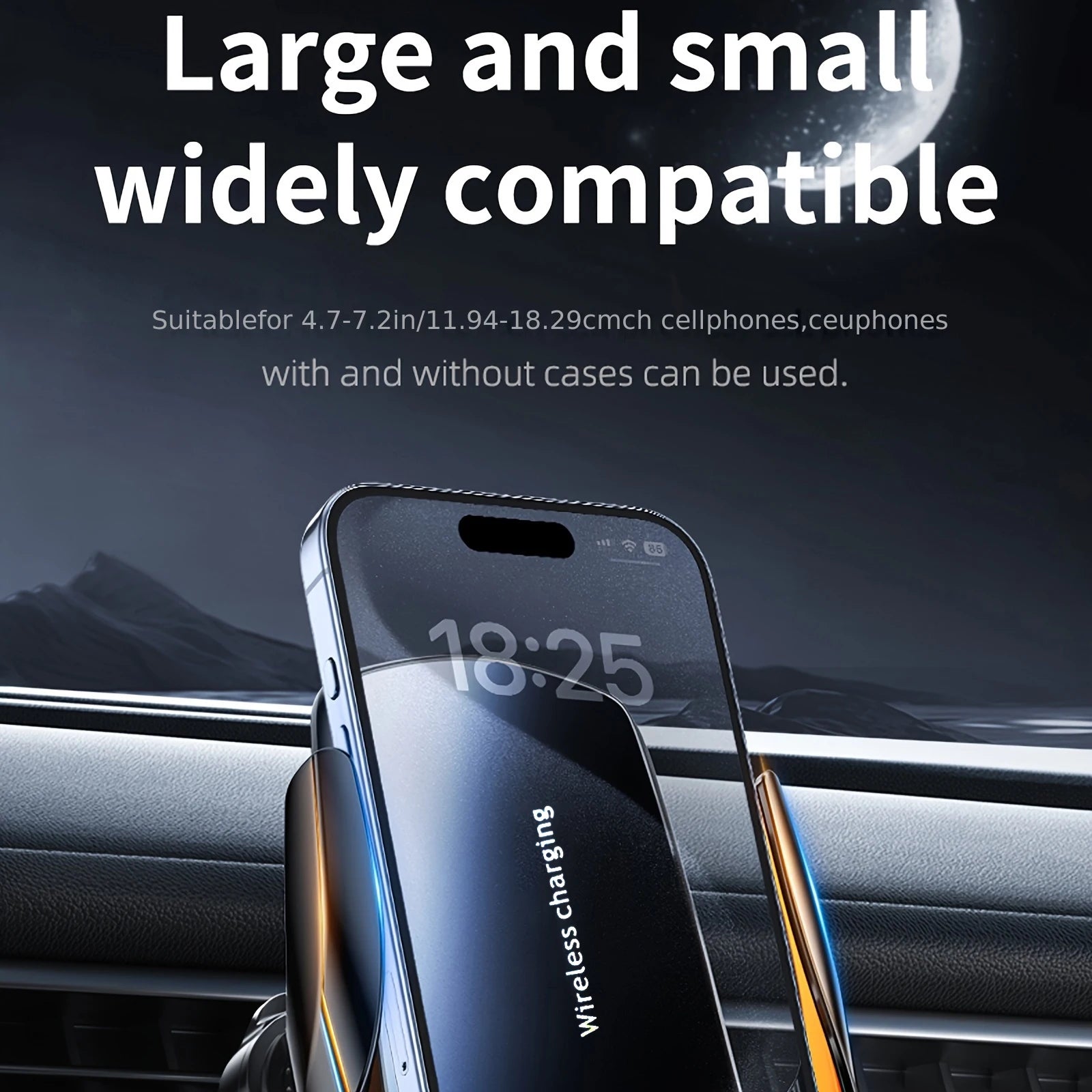 1PC updated car wireless phone holder with wireless charging, universal ventilation components, 360 ° rotating arm, USB connecto