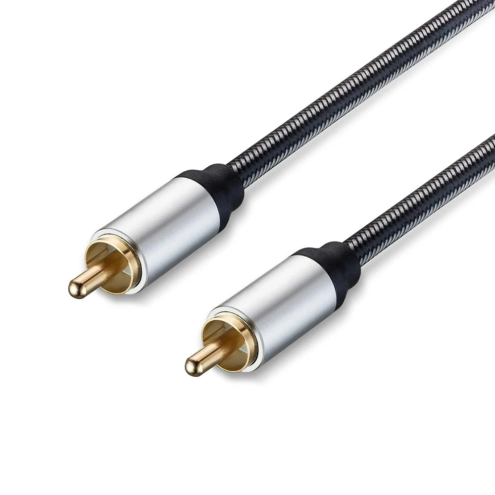 Subwoofer RCA to RCA Cable Nylon Braided Digital Coaxial Analogue Cord for Amplifiers HDTV Home Theater Hi-Fi Systems Subwoofer
