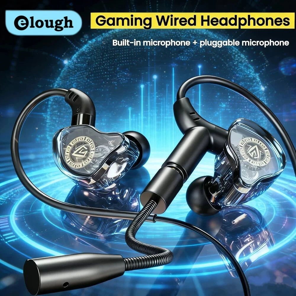 Elough Headset Gamer Headphones Wired Earphone Gaming Earbuds With Mic For Pubg CSGO Casque Phone Tablet Laptop Universal Game
