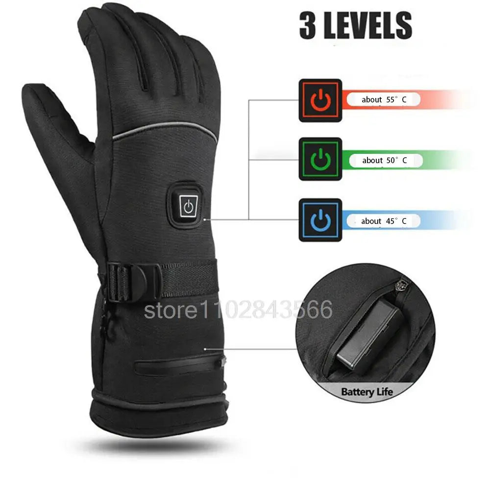 Winter Heated Gloves With Battery Box Heating Hand Warmer Thermal Gloves Waterproof Snowboard Cycling Motorcycle Bicycle Ski