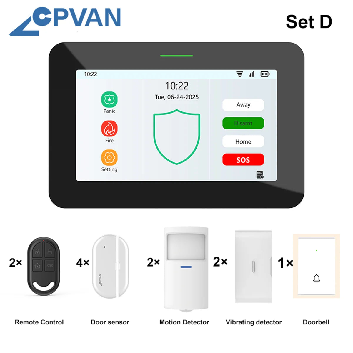 CPVAN Tuya smart Home Alarm System Wireless WiFi 4G 7 inch panel for Home burglar Security Protection Alarm Kit DIY Accessories