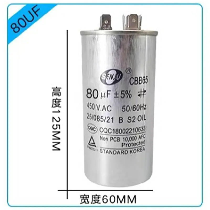 20UF25UF30UF 35UF 40UF 45UF 50UF 55UF 60-100UF CBB65 Air Conditioner Capacitor Compressor Motor Runs Starting Capacitor 450VAC
