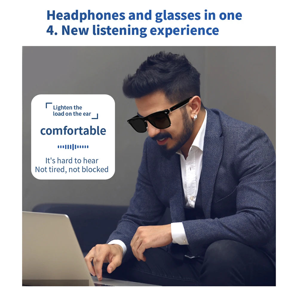 Smart Glasses AI Voice Assistant Camera Glasses BT Audio Glasses (Plain Glasses)