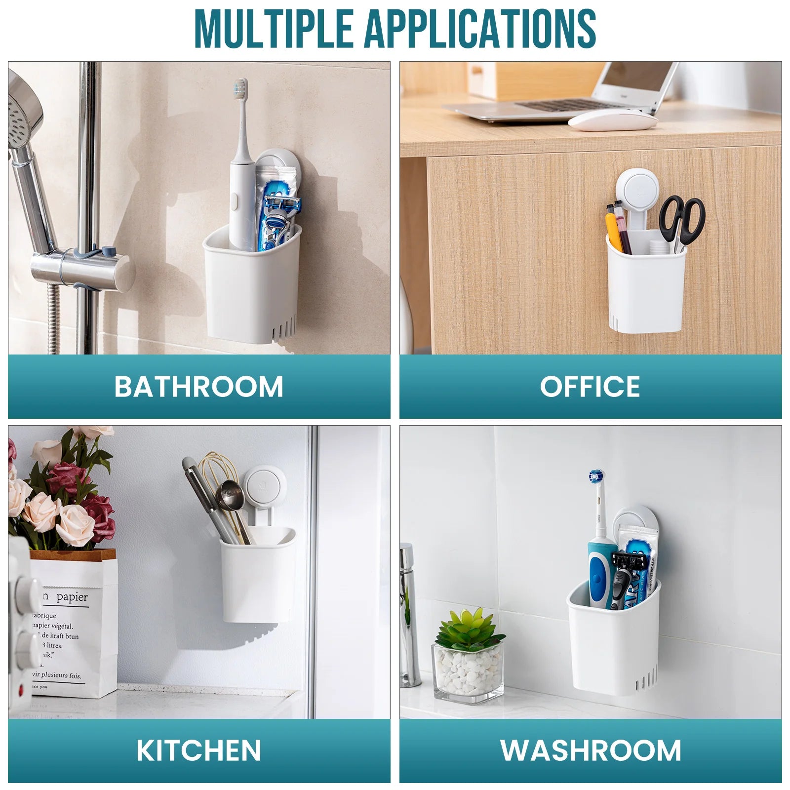 TAILI Suction Cup Toothbrush Holder No Drilling Removable Razor Holder for Bathroom Shower Electric Toothbrush Toothpaste Holder