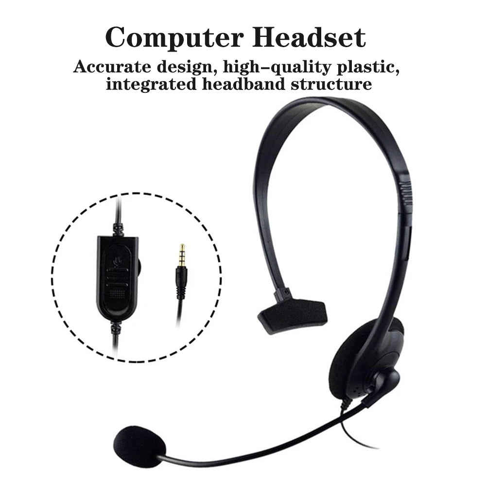 Universal Call Center Headphones 3.5mm Wired Gaming Business Single-Sided Headset with Mic Telephone Operator Earphones