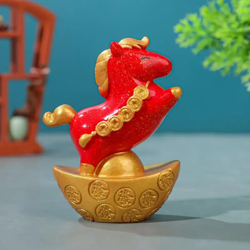 Radiant Crystal Horse Ornament Zodiac Horse Sculpture Feng Shui Series Antique Sun Chaser Showpiece for Desktop