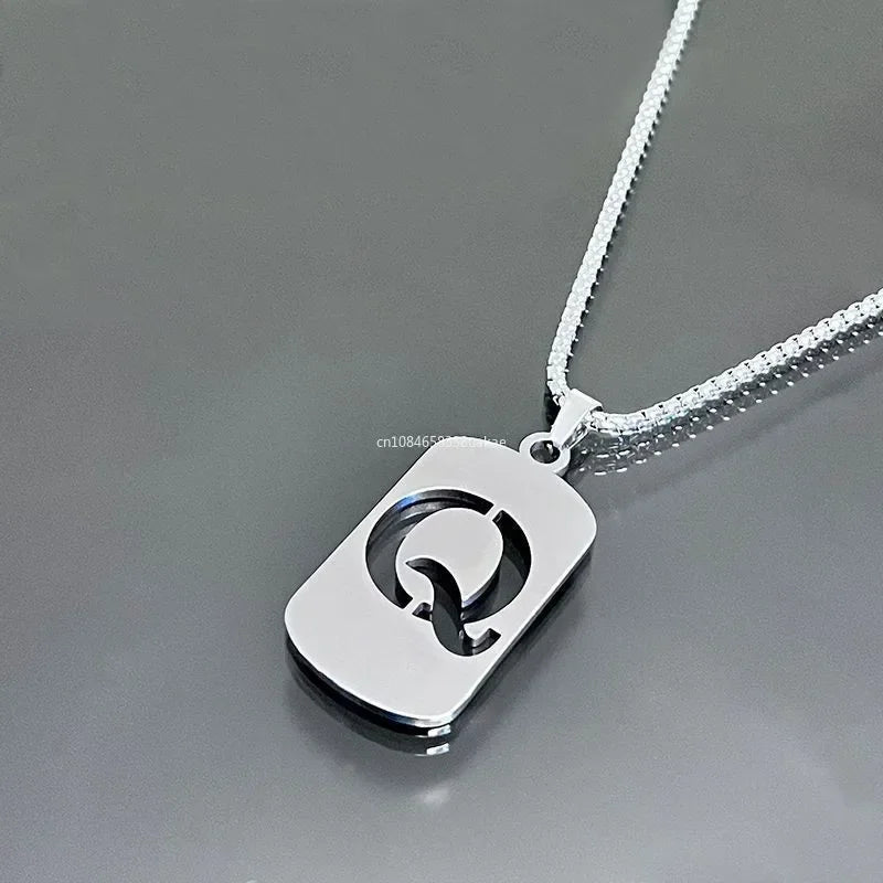 Fashion Punk A-Z Initial Tag Letter Stainless Steel Pendant Necklaces for Men Women Wholesale Jewelry Lot Collar Jewelry Goth