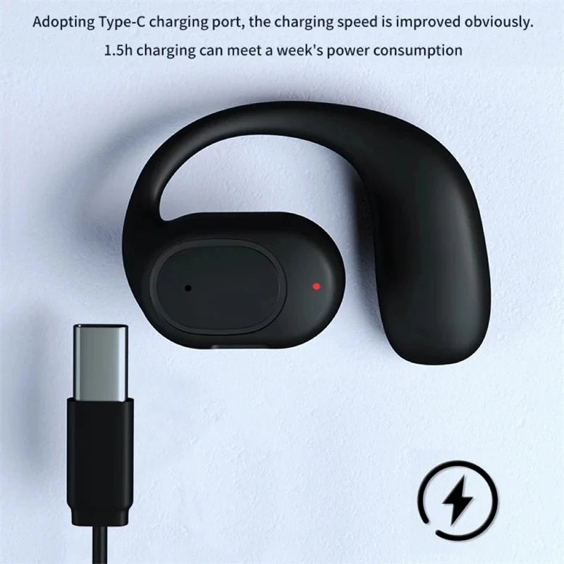 Premium Wireless Bluetooth Bone Conduction Headphones with Microphone – Handsfree, Noise Canceling, Driving & Sports Earphones