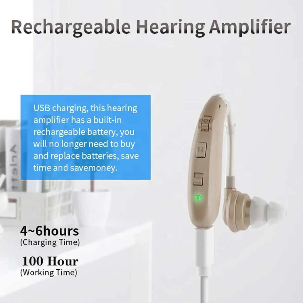 Bluetooth Hearing Aid Amplifiers USB Charge Hearing Aids Audifonos Sound Devices Volume Control Adjustable Tone Loss Ompensation
