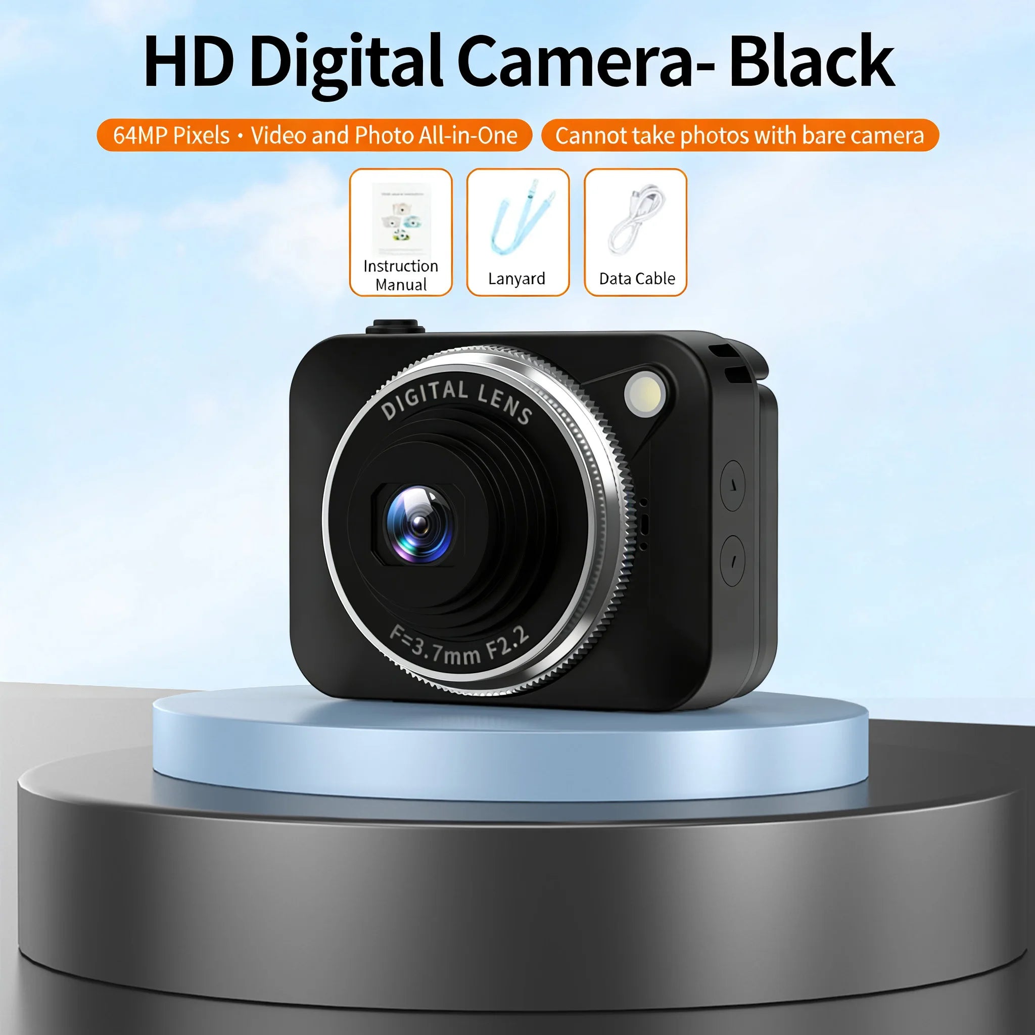 4K HD Pixel Camera 180° Flip-Up CCD Vlog Video Recorder for Selfies Student-Friendly Portable Compact Camera Gifts