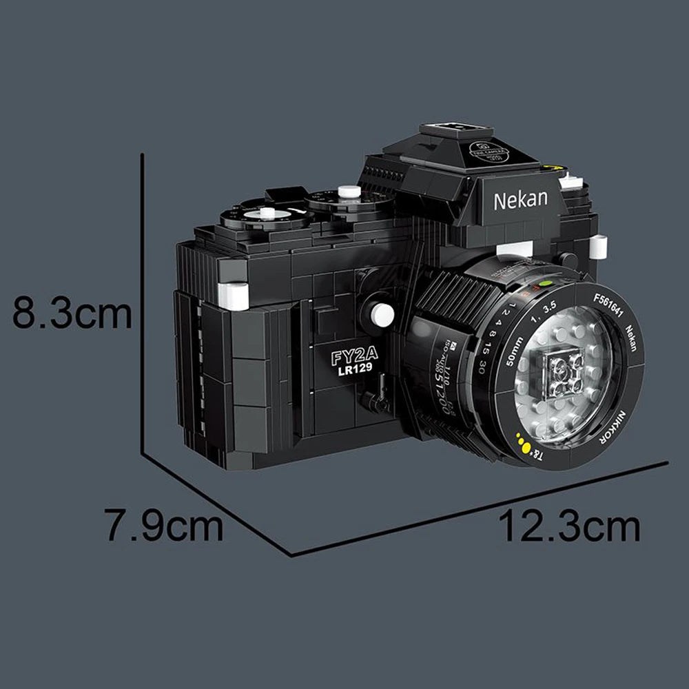 Retro Camera Building Blocks with Theatre Scene Toys LED Light Stage, Nostalgic Camera, Home Office Decor, Perfect Gift for Kid