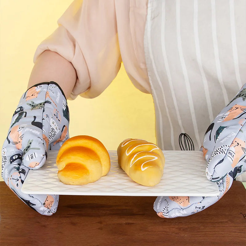 Heat Resistant Microwave Oven Mitts Gloves Anti Scald Insulation Non Slip Kitchen Baking Tools