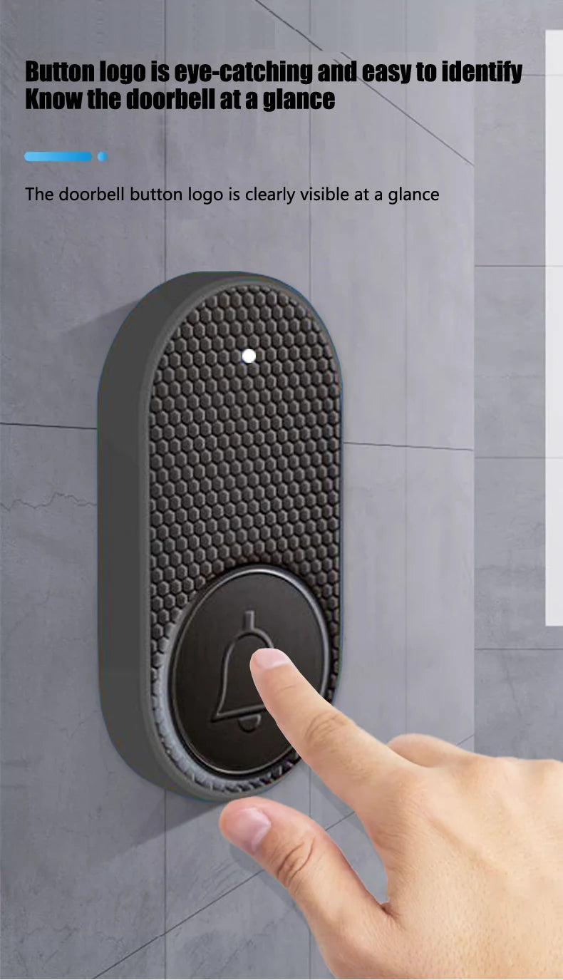 Smart Welcome Doorbell Wireless Door Bell Chime Guests Button 32 Songs Home Alarm Reminder Receiver Black Fashion