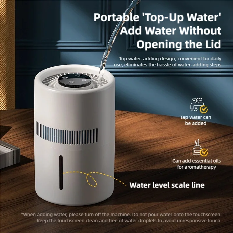 TINSOL 4L Mist-Free Humidifier Air Purifier HEPA Negative Ion Large Room Odor Removal Air Cleaner Bedroom Aroma Diffuser
