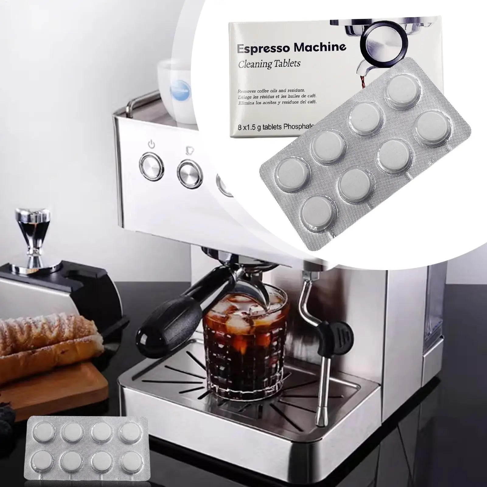 Espressos Machine Cleaning Tablets Cleaner Descaler Tablets for Coffee Machine Espressos Device Descaler Tabs for Home Kitchen