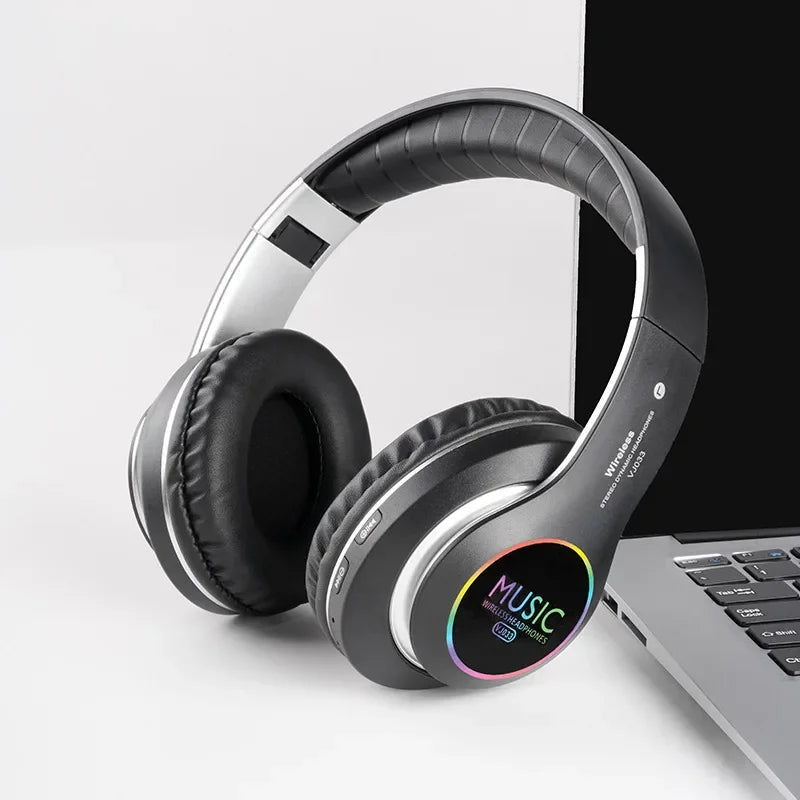 Wireless Bluetooth 5.0 Headphone With Microphone On-Ear Headset Stereo Sound Earphones Sports Office Foldable Headphones Game
