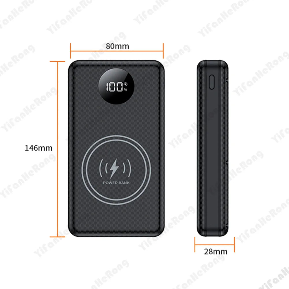22.5W Wired +15W Wireless External Power Bank Case Battery Charge Storage Box Battery Holder 6*18650 20000mAh Power Bank Case