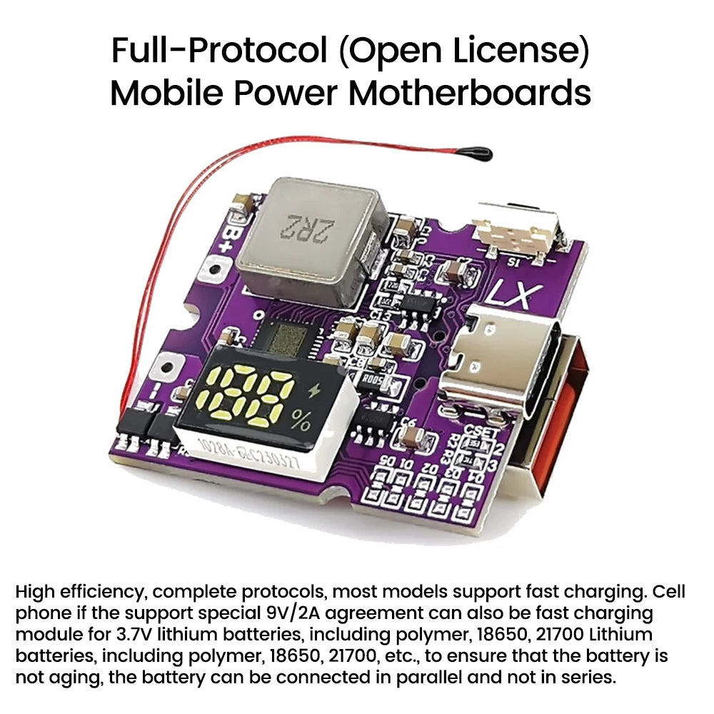 22.5W Power Bank Bidirectional Fast Charging Mobile Power Module Circuit Board With Digital/Light Type-C USB Suppor PD/QC3.0 2.0