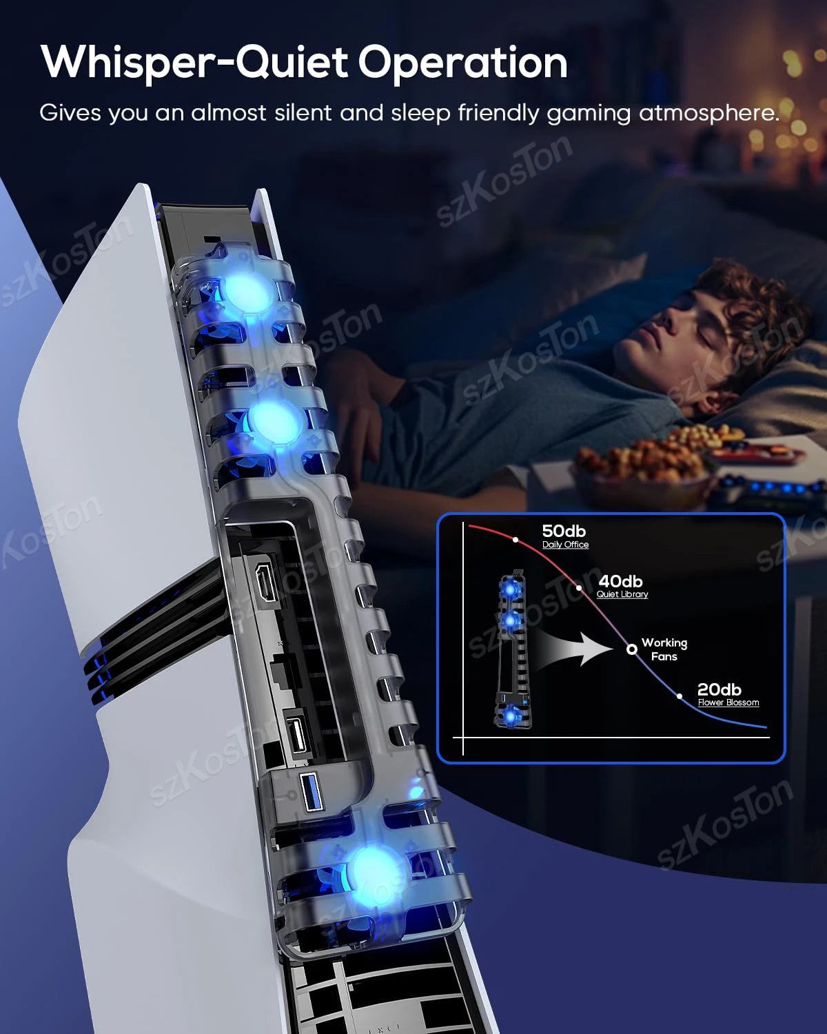 Smart Cooling Fan for PS5 Pro&PS5 Slim Console Automatic Temperature Sensing Adjust Speed for PlayStation5 Pro Games Accessories