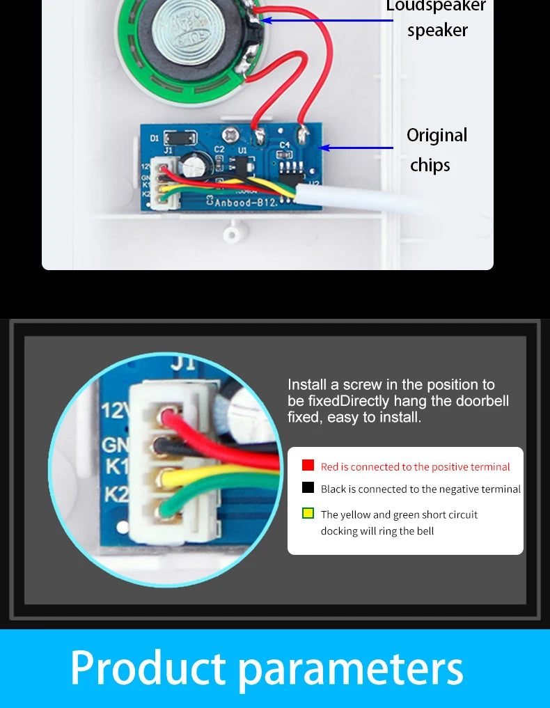 Electronic Wired Door Bell 4 Wire Doorbell 90DB Ding-Dong Sound For access control For Office Home