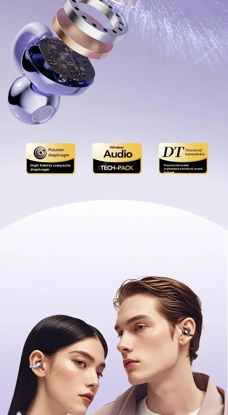 Premium Clip-on Earphones Wireless Bluetooth Earbuds Sound Quality Long Battery Life Perfect for Sports Headphones With Micphone