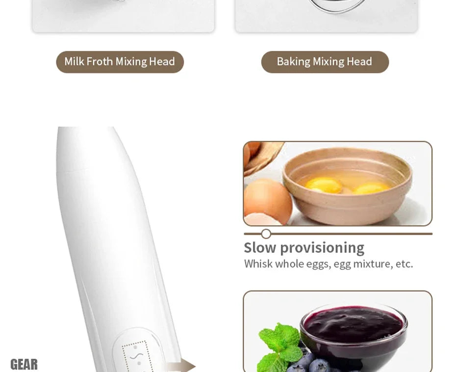 2-in-1 Kitchen Items USB Charging Electric Egg Beater Mini Blender Kitchens Accessories Mixer Household Gadgets Double Head Bar