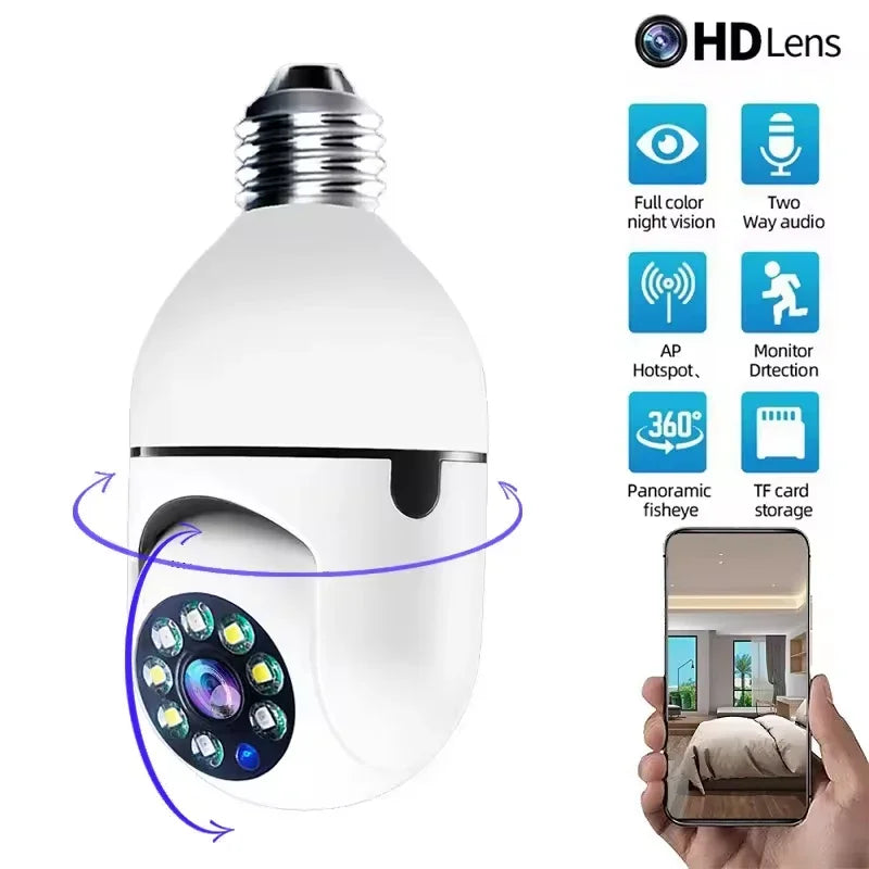 E27 Socket Lamp Holder CCTV WiFi IP Camera PTZ Two Way Audio Home Security Bulb Camera