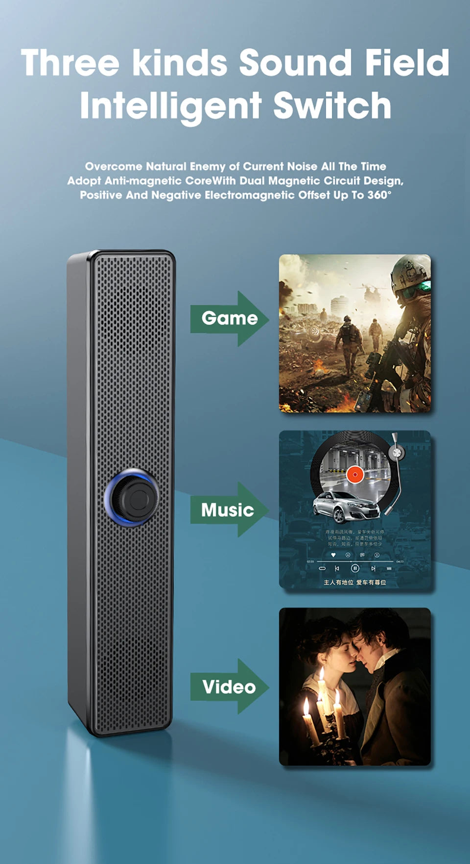PC Soundbar Wired/Wireless Bluetooth Speaker 4D USB Powered Soundbar for TV Pc Laptop Gaming Home Theater Surround Audio System