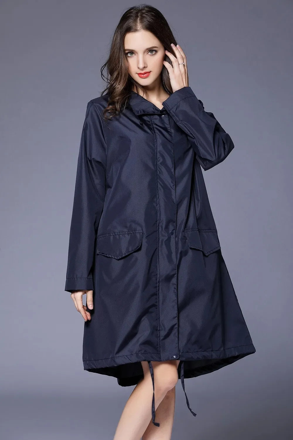 Fashion Women Lightweight Poncho Waterproof Long Raincoat Men Adults Outdoor Windproof Rain Coat Jacket Hiking Rainwear