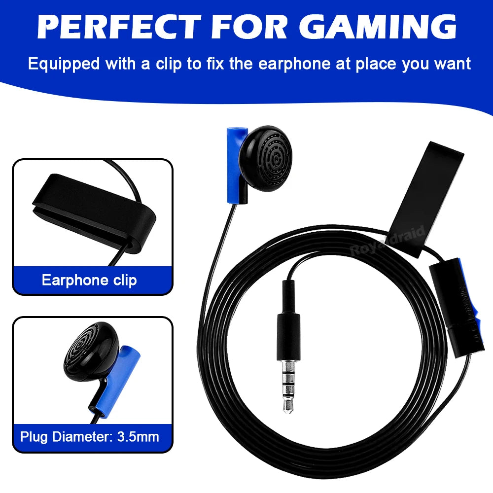 1PCS Game Headset With Microphone Mono Chat Earbud Headset for PS4 Controller Earphone Gaming Headphone Black Blue