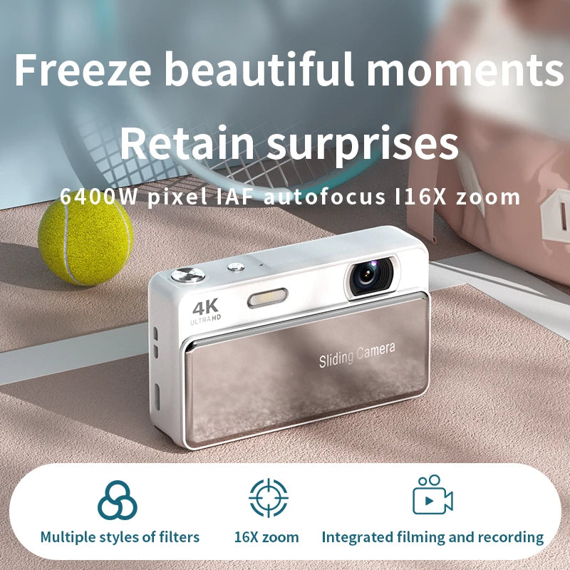 New sliding digital camera CCD campus 4K high-definition camera for taking photos and recording integrated student card machine