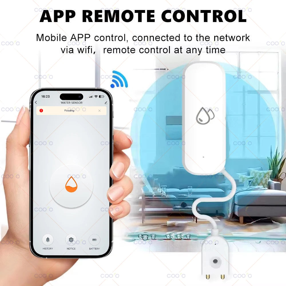 Zigbee 3.0 Smart Flood Leakage Sensor App Remote Monitor Water Overflow Level Detector Water Leak Sensor Security Alarm System