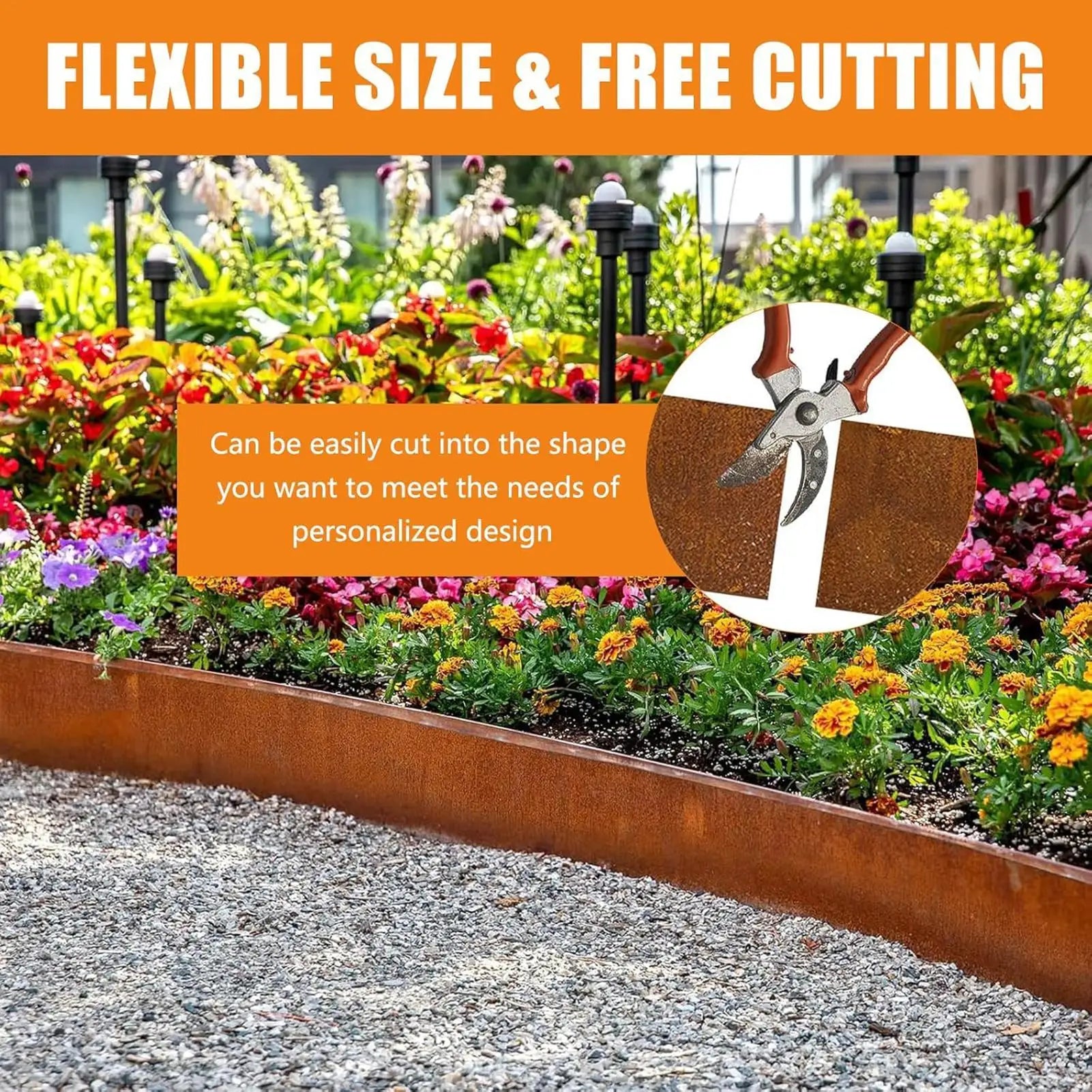 Garden Border Lawn Edging Multi Edge Modern Tall Metal Steel Edge Weathering Resistant Steel for Greenhouse Garden Yard Patio