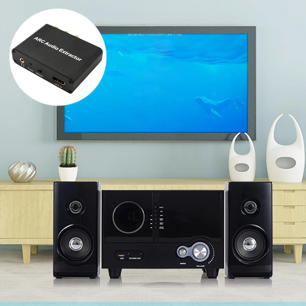 4K HDMI ARC Audio Extractor ARC To SPDIF Coaxial L/R Stereo 3.5mm Jack Audio Adapter Return Channel Converter for HDTV Amplifier
