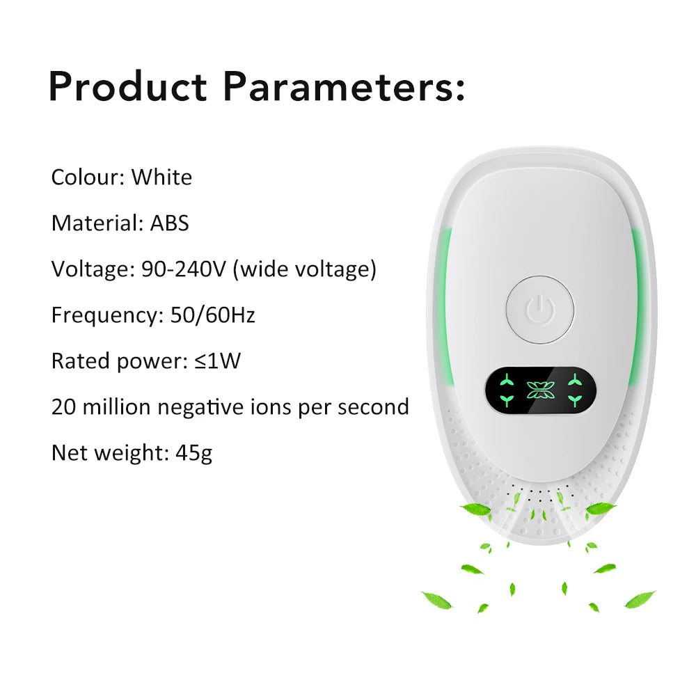Plug-In Air Purifier Negative Ion Generator Mini Air Ionizer Dust Smoke Odor Remove For Home Bathroom Pet Air Cleaner Freshener