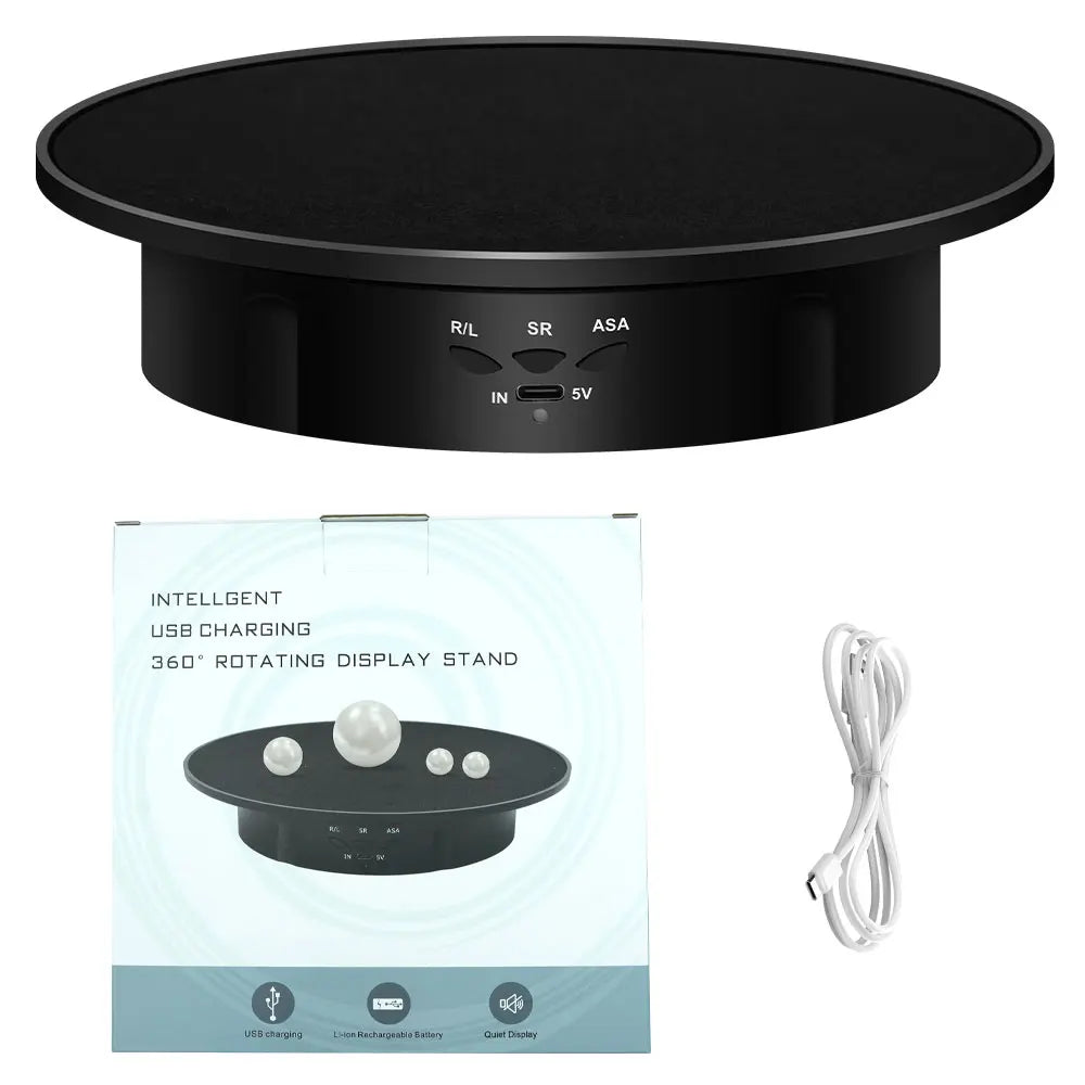 Motorised Rotating Mirror Display Stand,360 Degree Turntable, Jewellery Holder,USB Power Supply, Rotating Shooting, Three Speeds