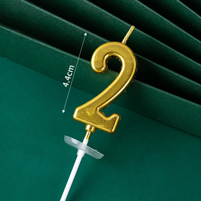 3D Gold Diamond Number Candles Large Birthday Cake Topper Wedding Anniversary Party Decorations for Home Celebration Supplies