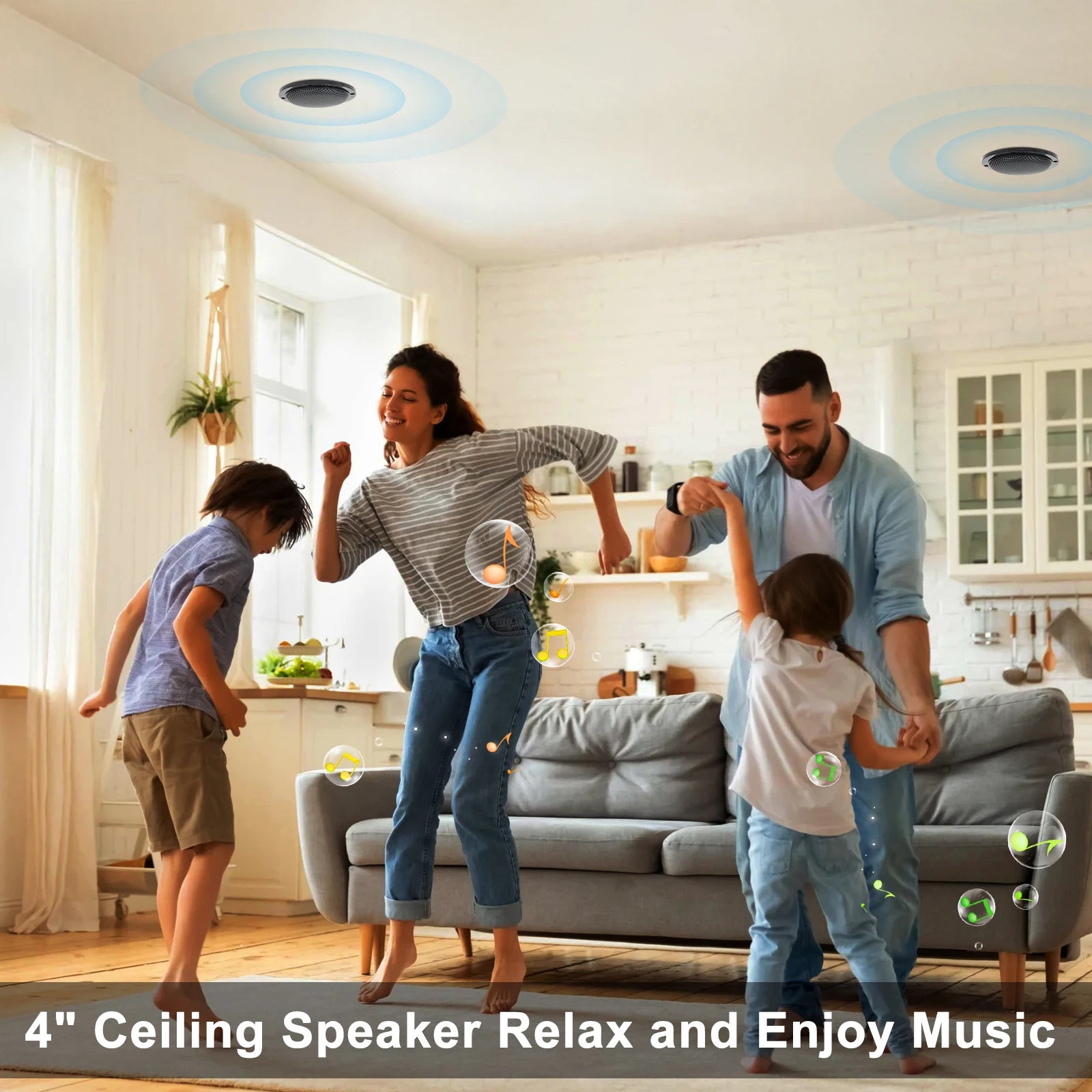 STUDIOFINIX 2PCS 4" Waterproof Ceiling Bluetooth Speakers - 160W Marine Speaker Kit for Bathroom Kitchen Home Outdoor Camper