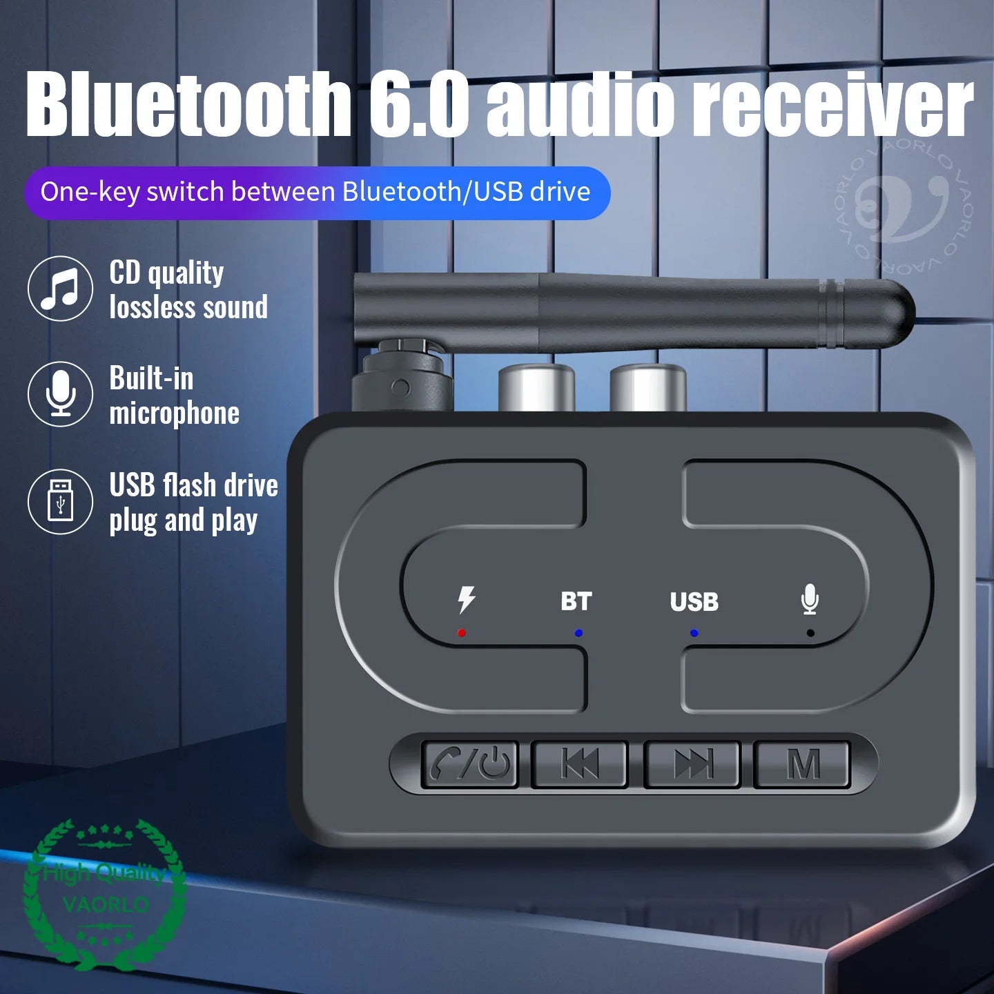 NEW USB Bluetooth 6.0 Audio Receiver Adapter Wireless Stereo Music 3.5mm AUX R/L RCA With Mic Support U-Disk For Car Speaker Amp