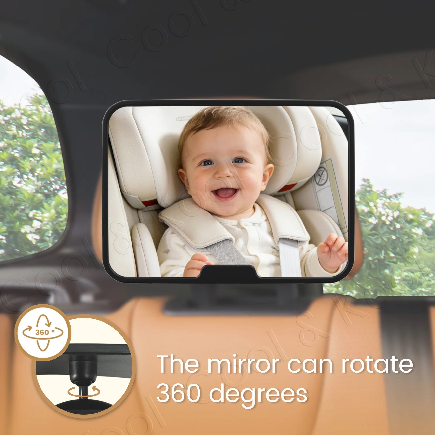 360° Rotatable Baby Car Mirror, Wide-Angle Shatterproof Design for Safe Rear-Facing Infant Monitoring